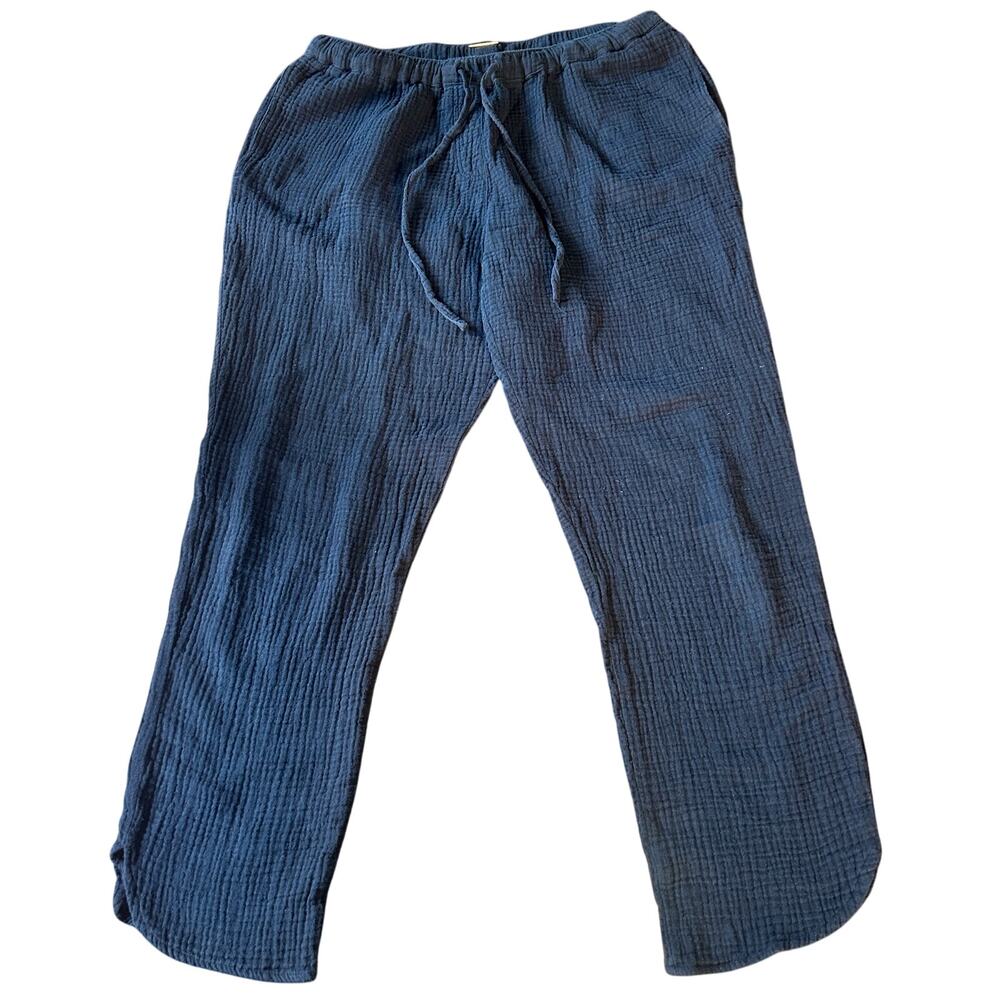 Magaschoni Pants Womens Small Blus Organic Cotton Gauze Drawstring Lounge